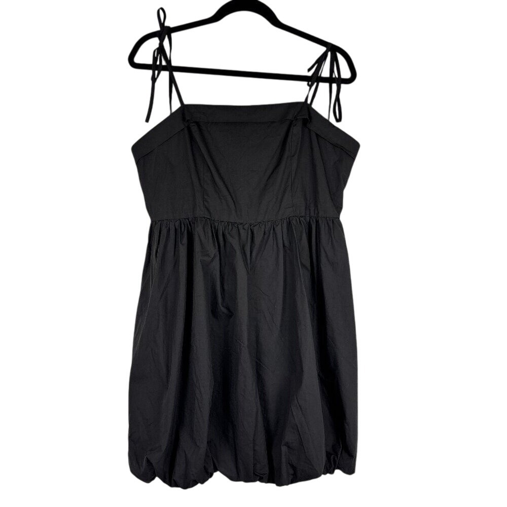 NWT Love + Harmony Women's Black Bubble Hem Dress Size Large‎ Tie Straps Mini
